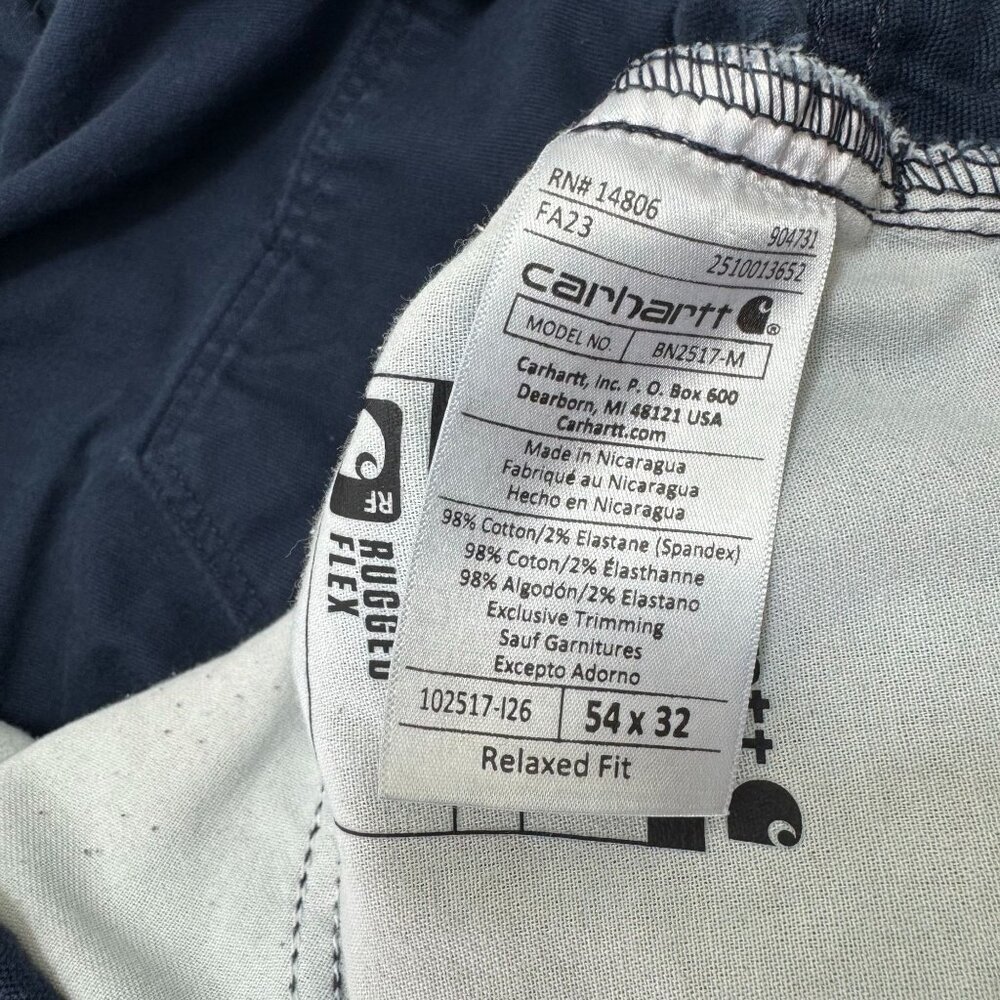 Carhartt 5 Pocket Work Pants 54X32 Relaxed Fit Rugged Flex Stretch Canvas Blue - Picture 4 of 12